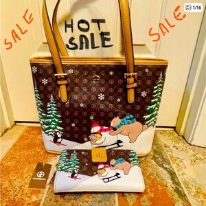 SALE!! NWT Frisky, Fun Giani Bernini Christmas Holiday Tote & Matching Wallet!!